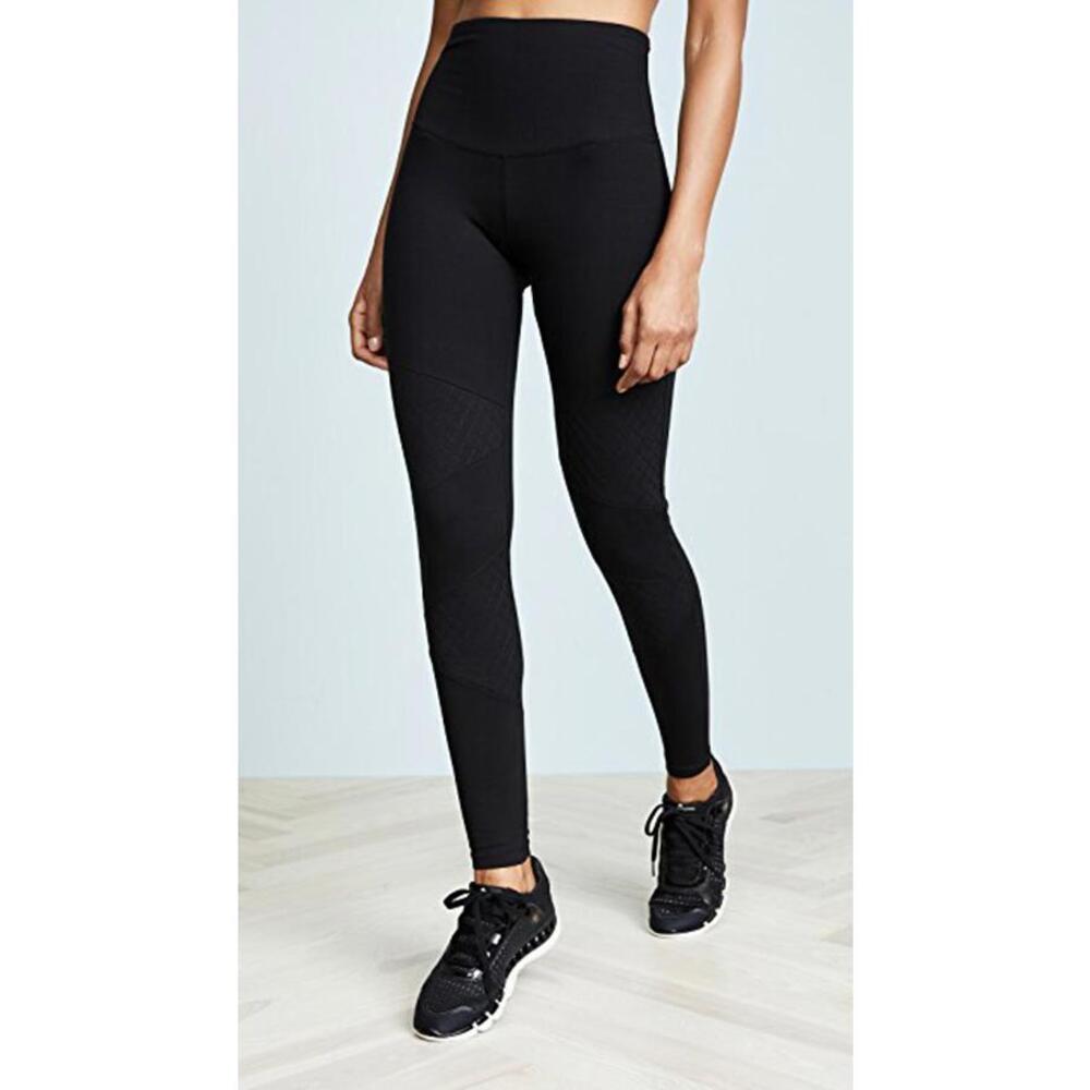 NEW Yummie Quilted Moto Leggings in Black - Size S  #NA353